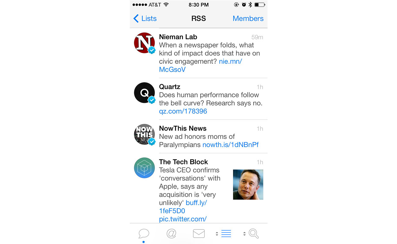 Tweetbot Lists for news