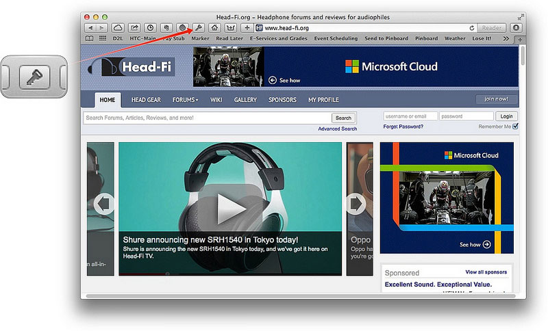 The 1Password Browser extension in action