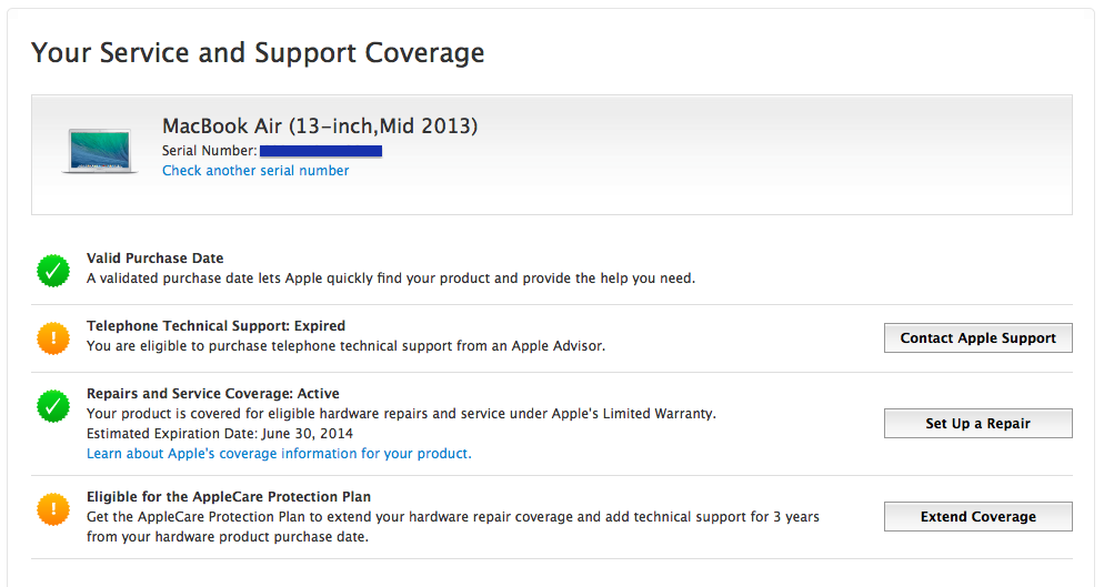 AppleCare support coverage report