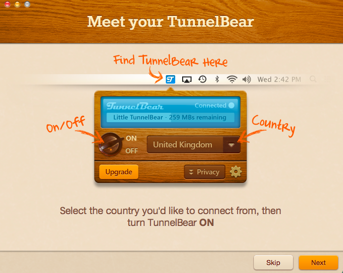 TunnelBear on Mac OS X