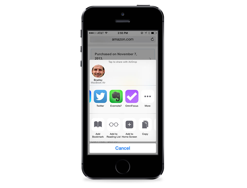 iOS 8 sharing menu