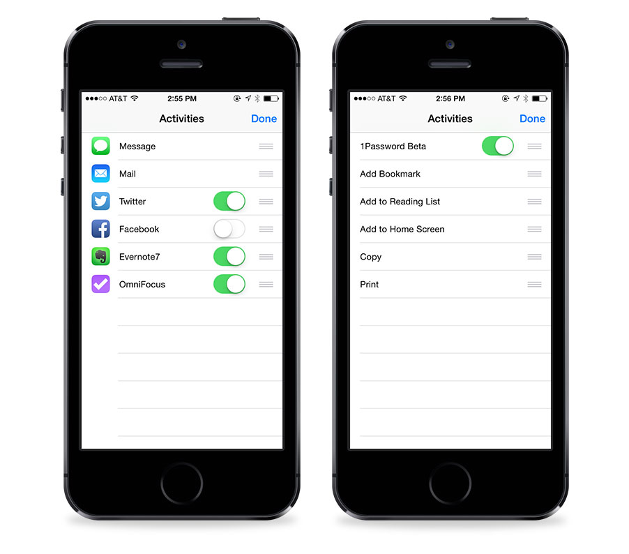 iOS 8 app extension options