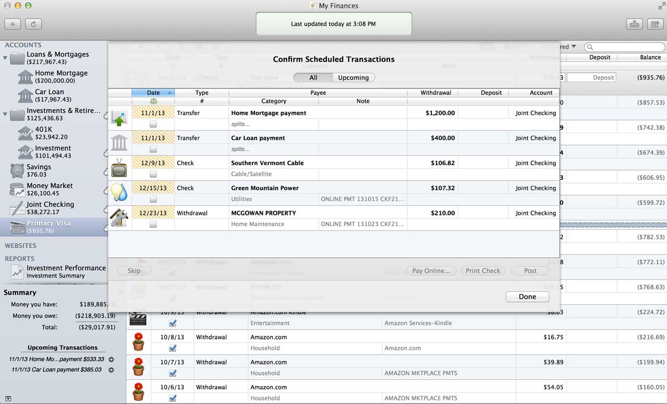 iBank Payment Scheduling