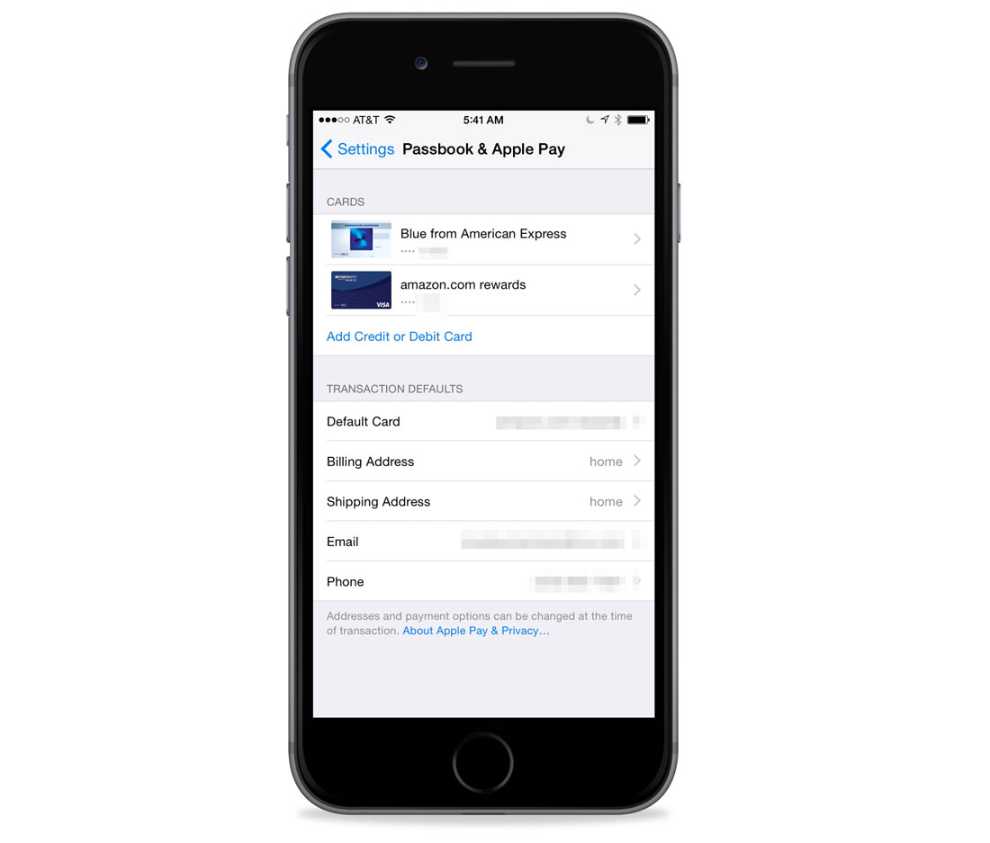 Apple Pay settings