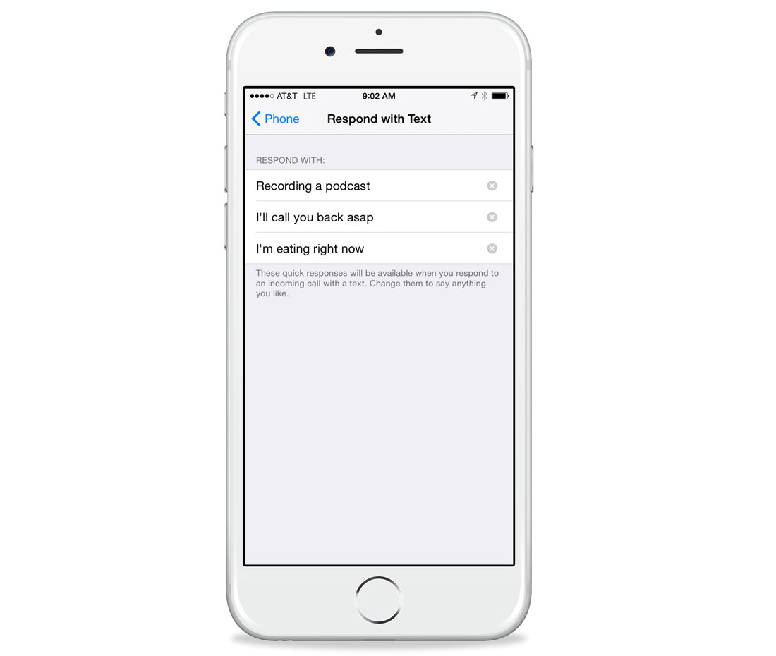 Customize iOS auto-reply texts