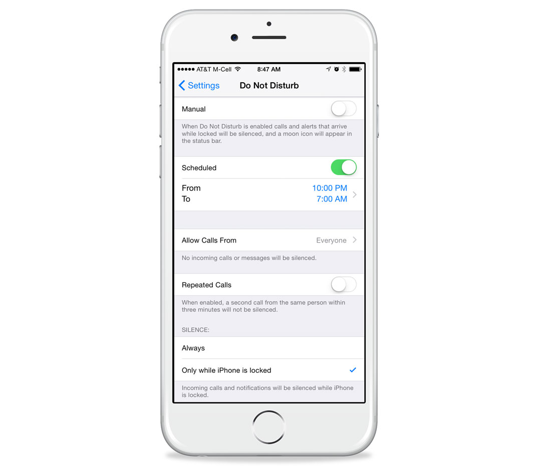 iOS Do Not Disturb settings