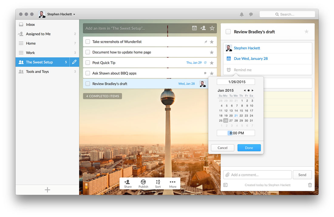 Wunderlist reminders in OS X