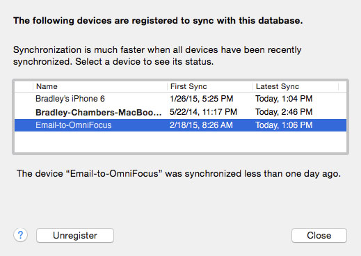 Unregister a device in OmniSync