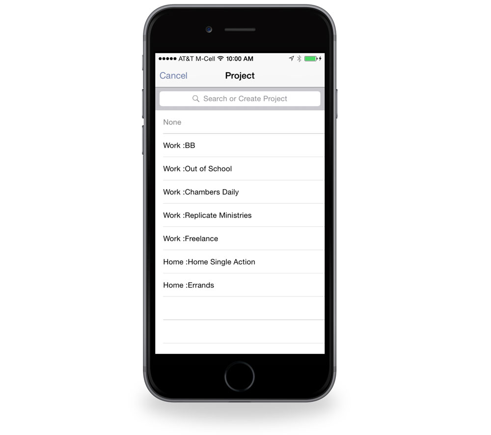 OmniFocus on iPhone