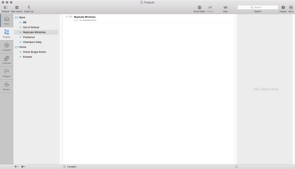 OmniFocus on Mac projects view