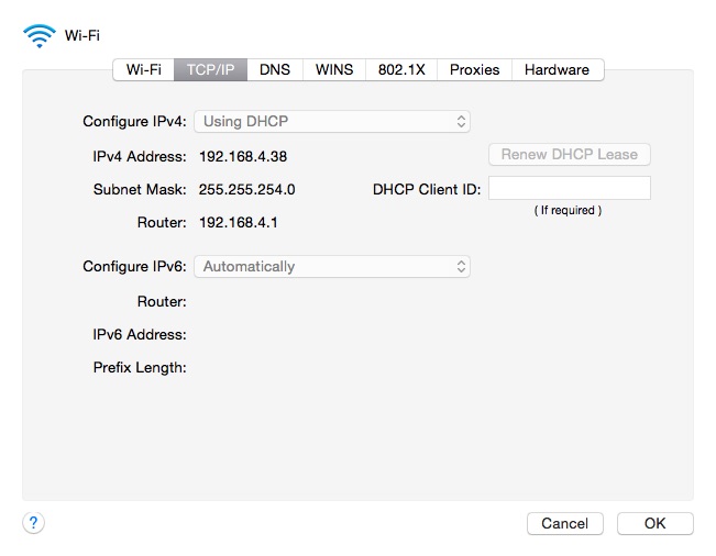 TCP/IP settings