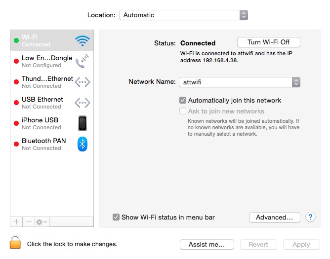 WiFi Preferences pane