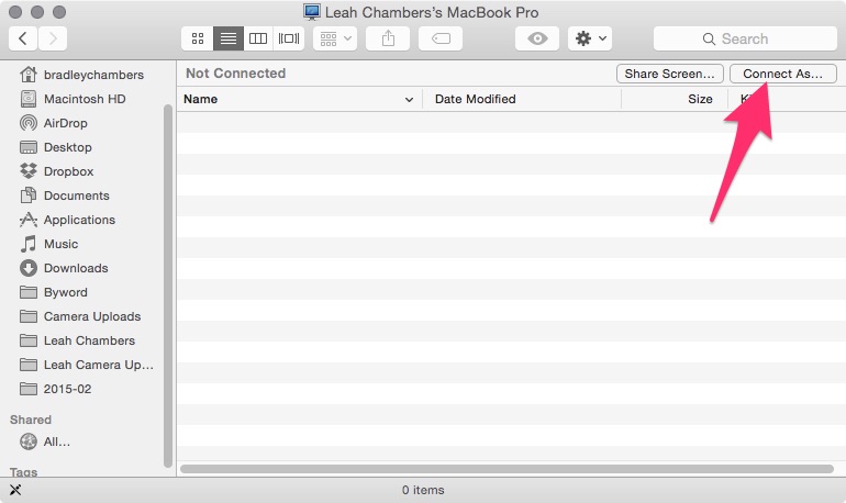 Connect As in Finder