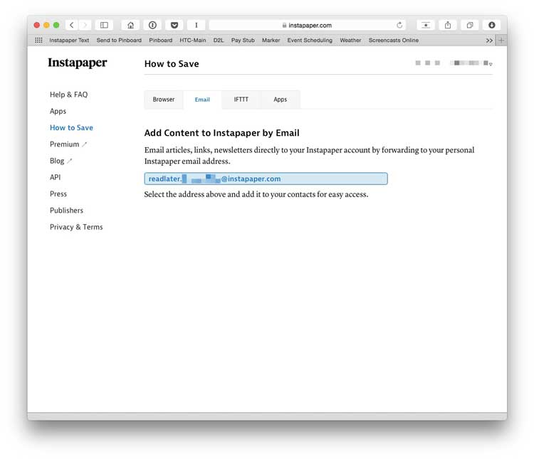 screenshot 6 Instapaper save via email