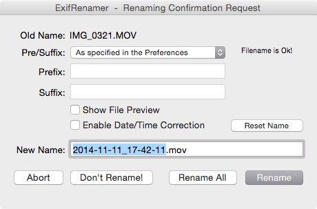 EXIF data in ExifRenamer