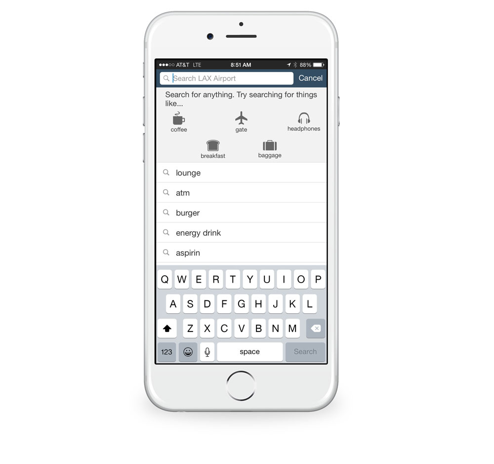 App in the Air airport search