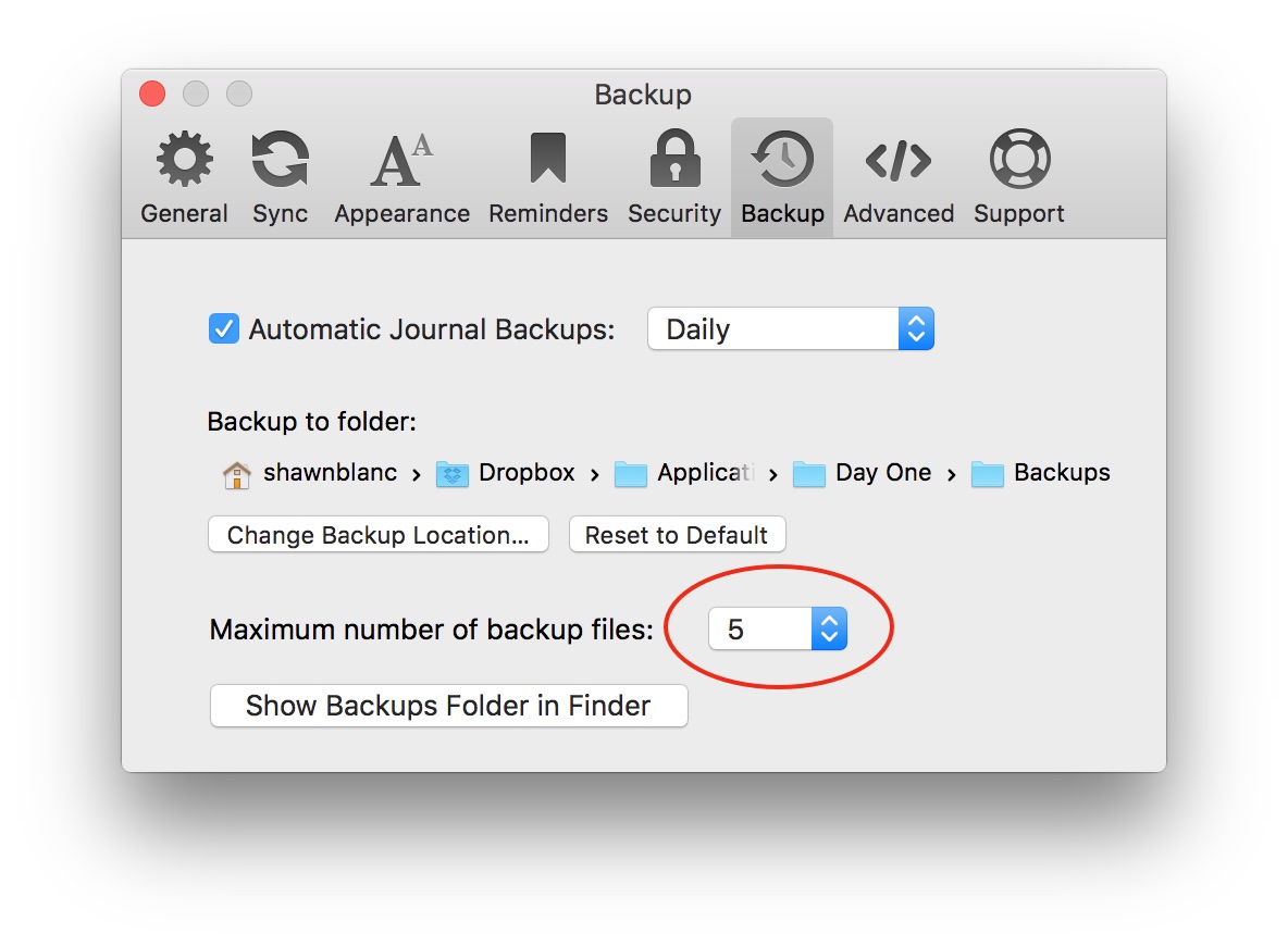 day-one-backup-settings