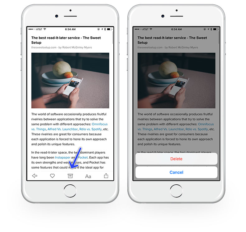 Instapaper delete without archiving