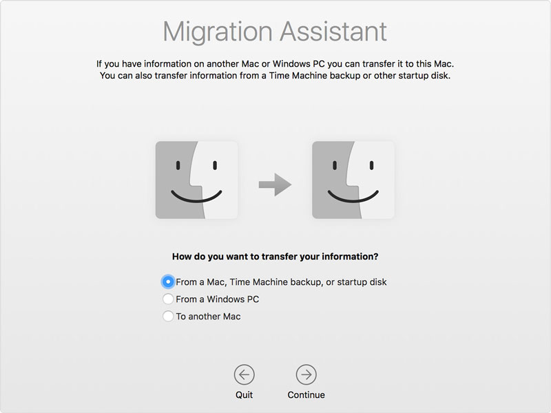 Migration dialog