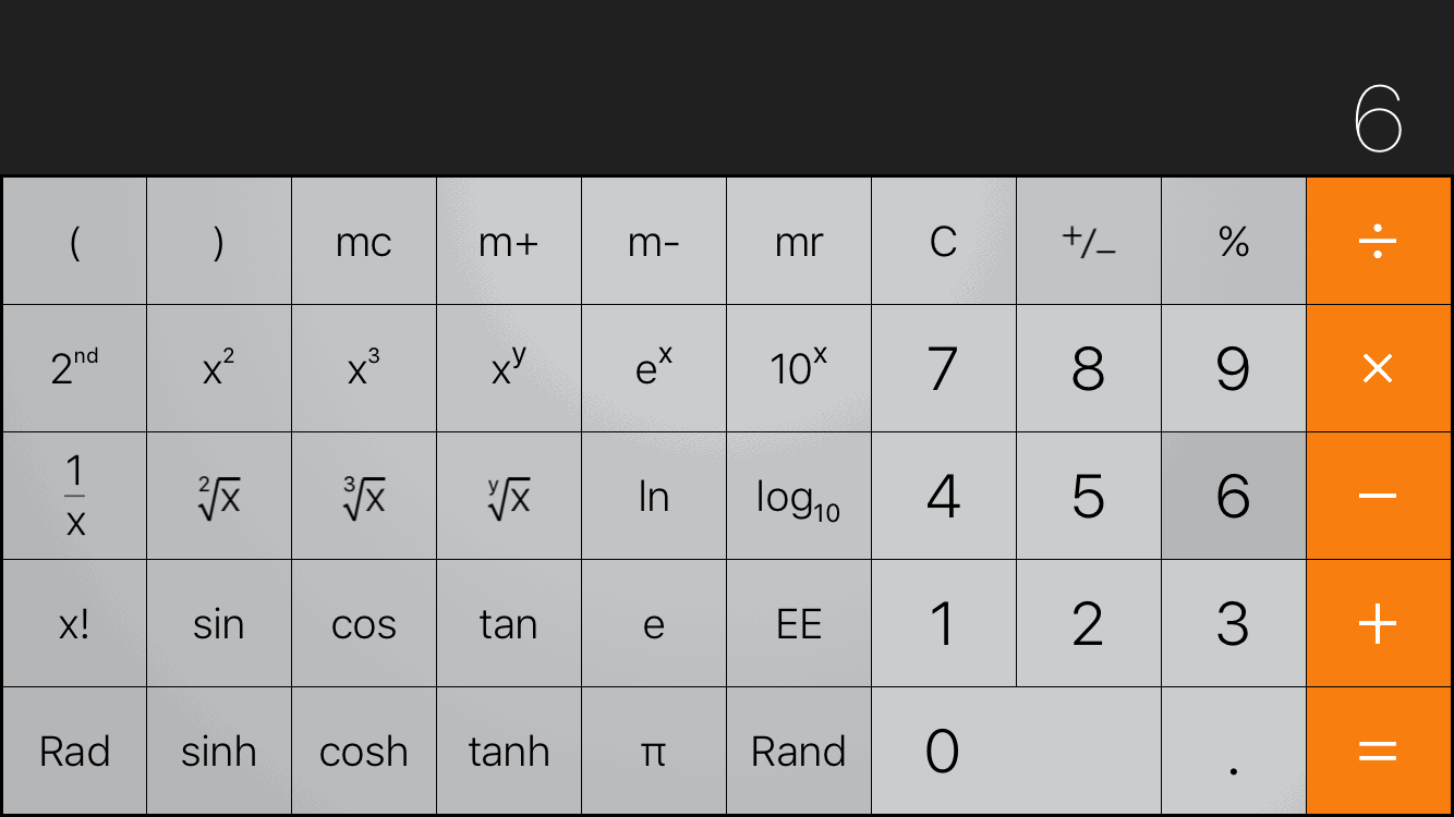 Apple calculator exponential notation