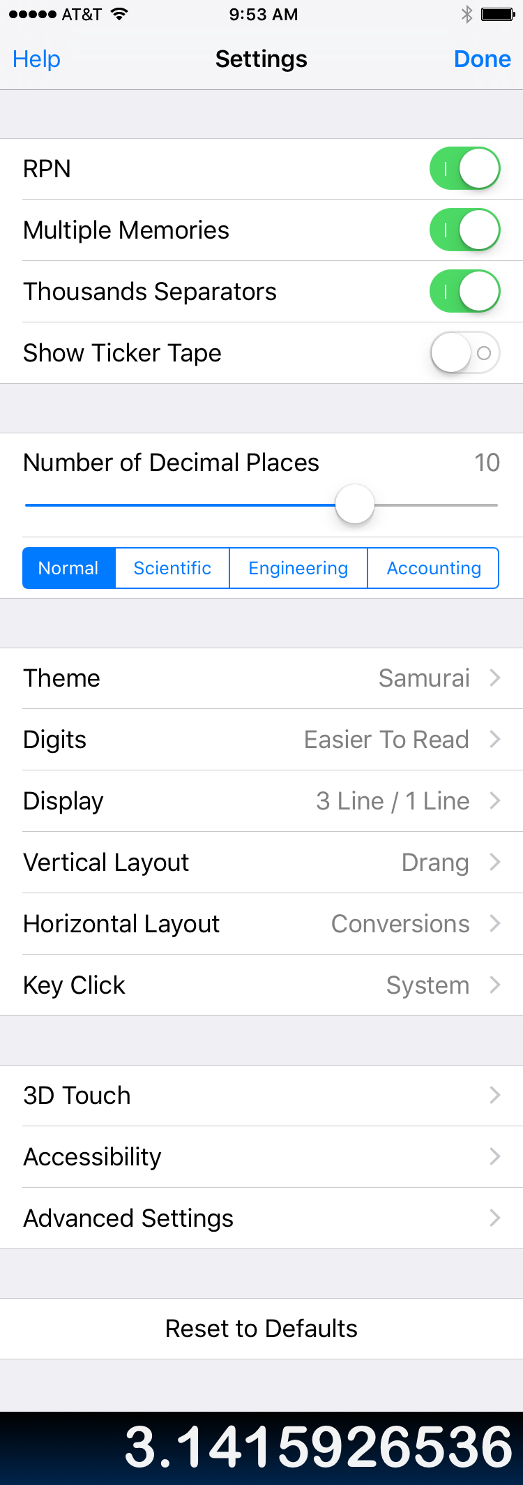 PCalc basic settings