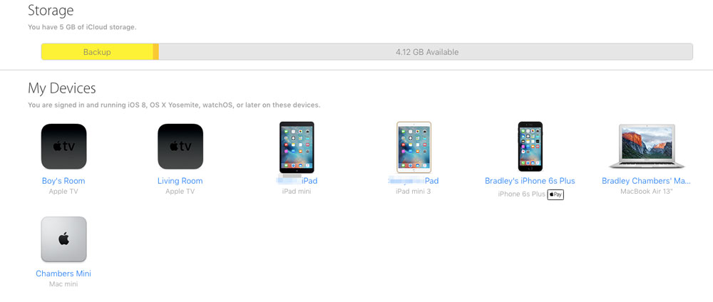 Devices in iCloud on iCloud