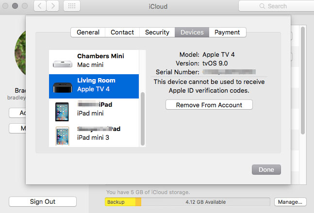 Devices in iCloud on Mac