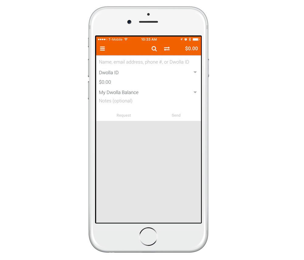 Dwolla main screen