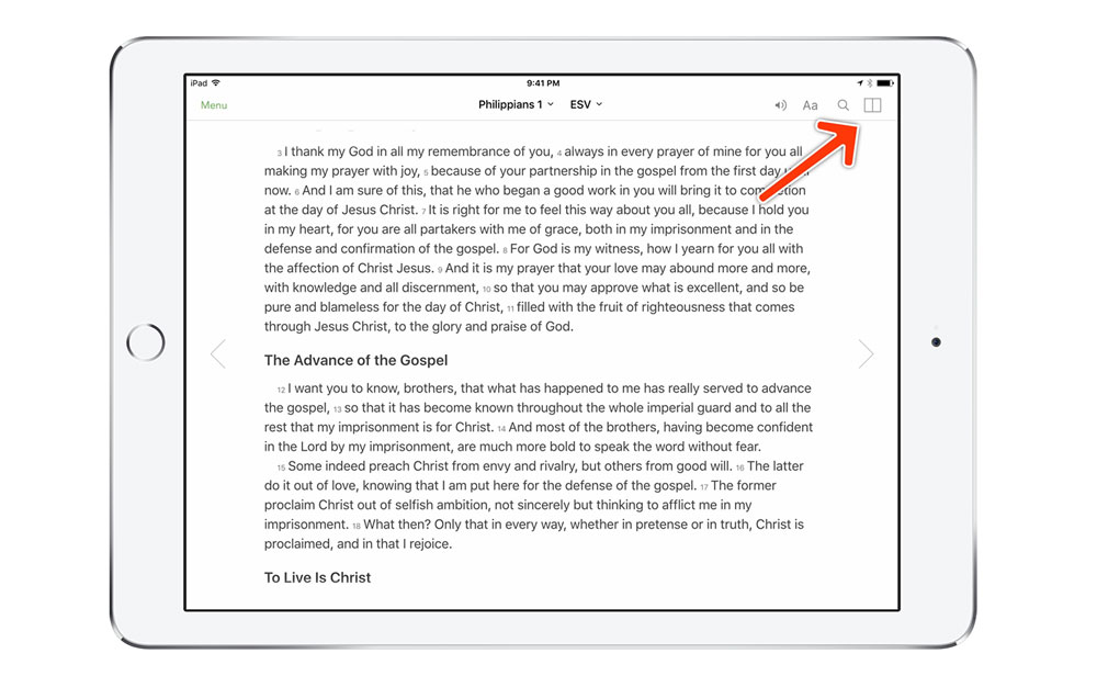 Compare versions in YouVersion step 1