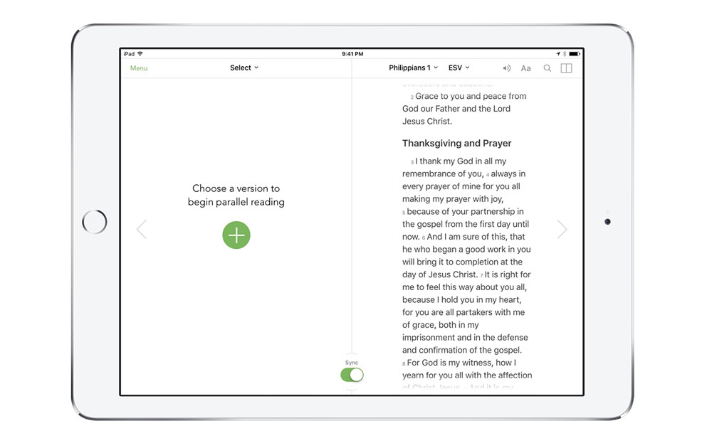 Compare versions in YouVersion step 2