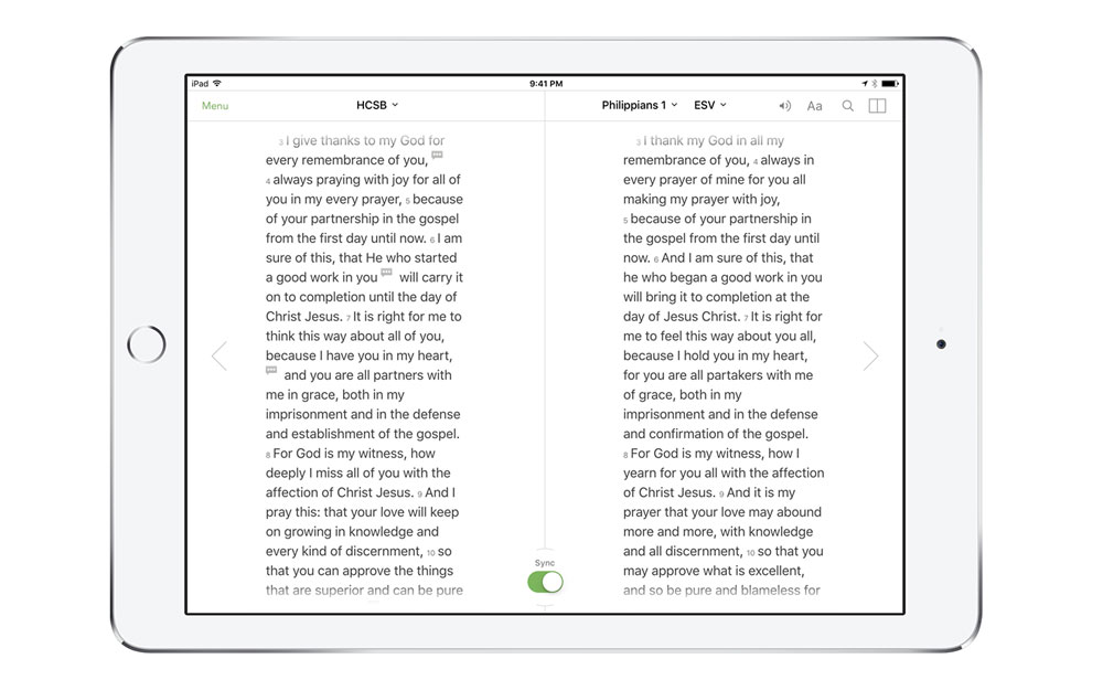 Compare versions in YouVersion step 3