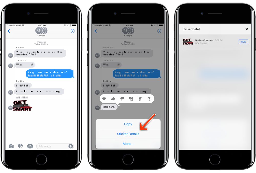 View sticker details in iOS Messages