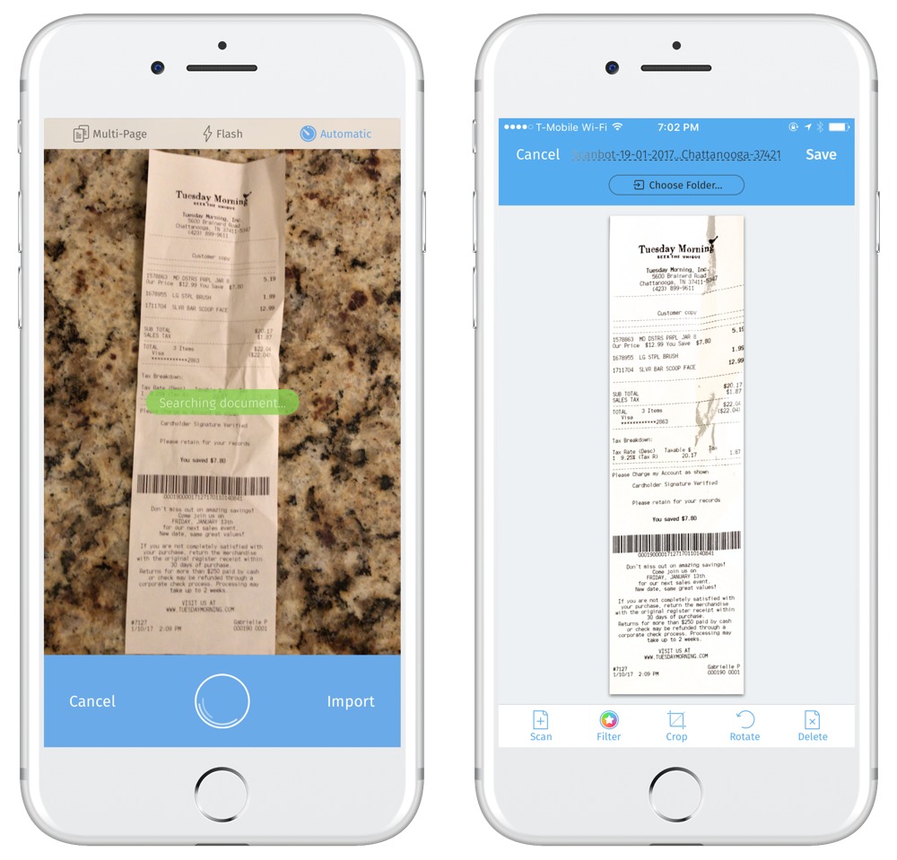 Scanbot paper scanning