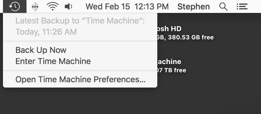 Time Machine menu bar app