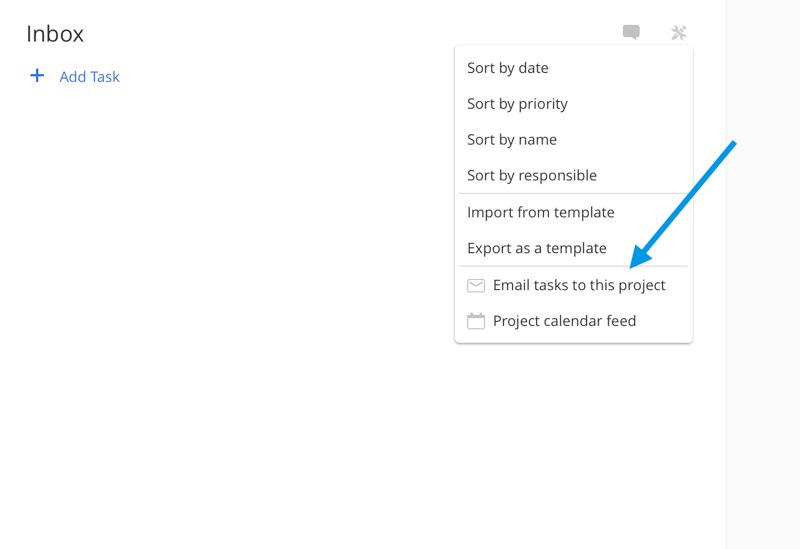 Email tasks option in Todoist