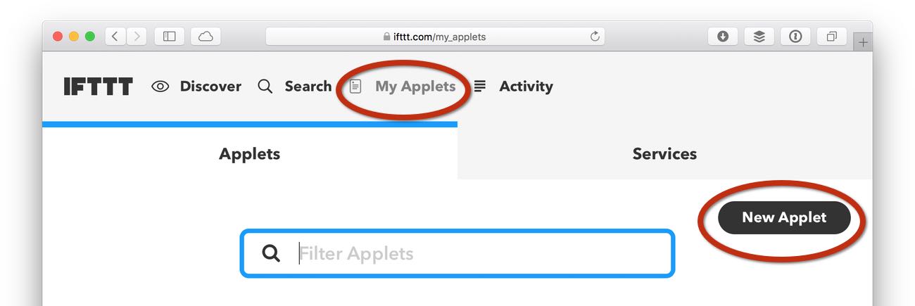 creating a new applet in IFTTT