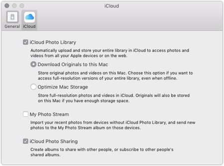 my photo stream in icloud photos settings for mac