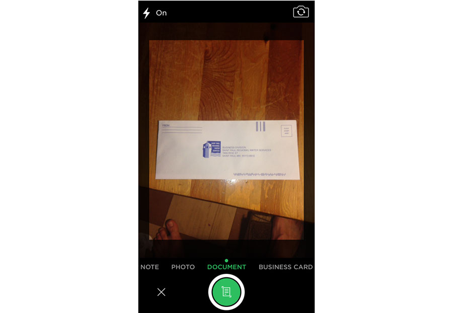 Evernote document scanning