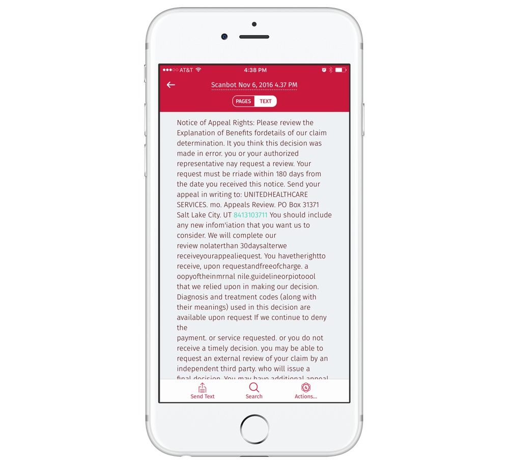 SwiftScan OCR text processing