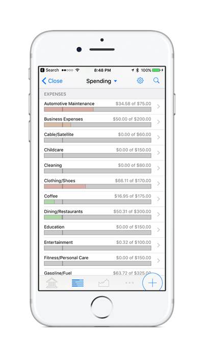 Banktivity expenses in iOS