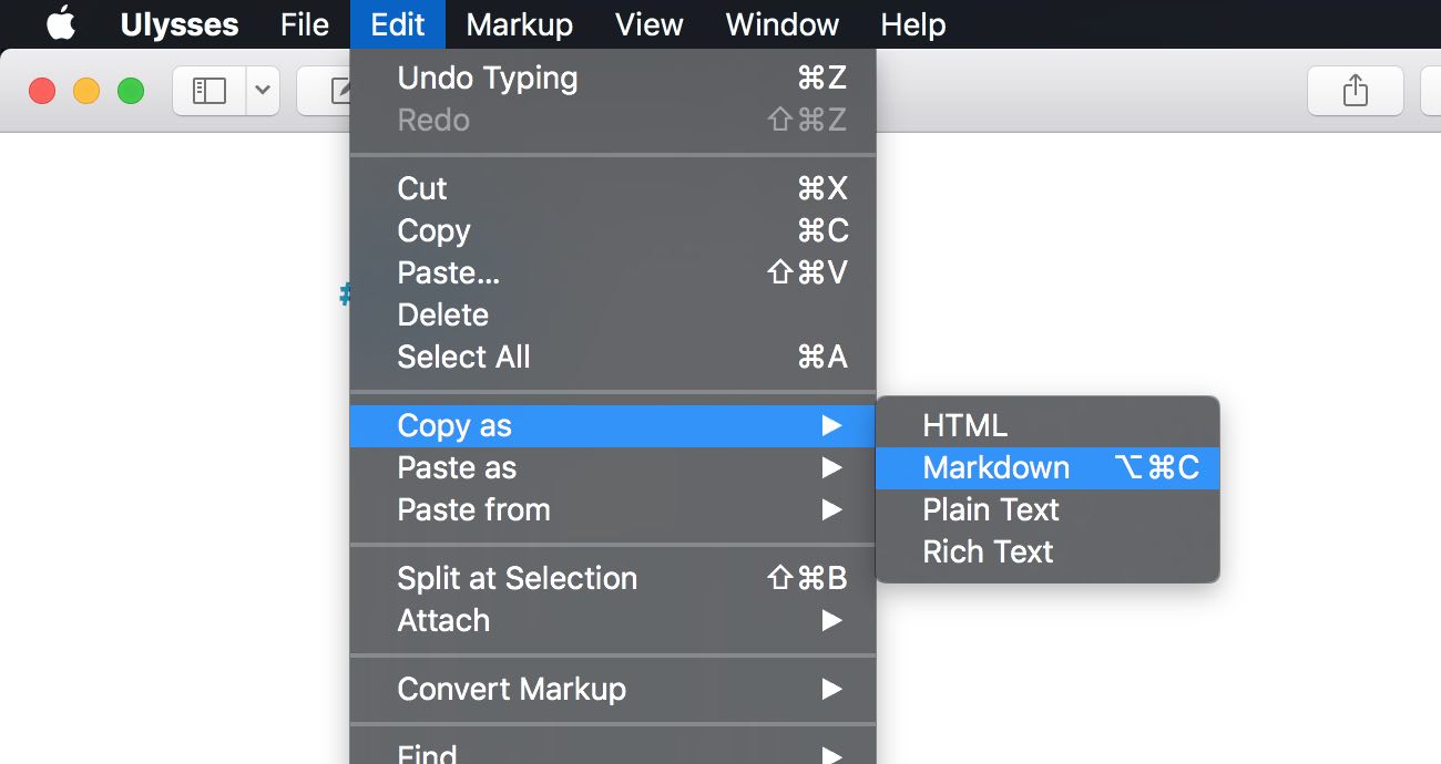 Ulysses Copy As Menu Option