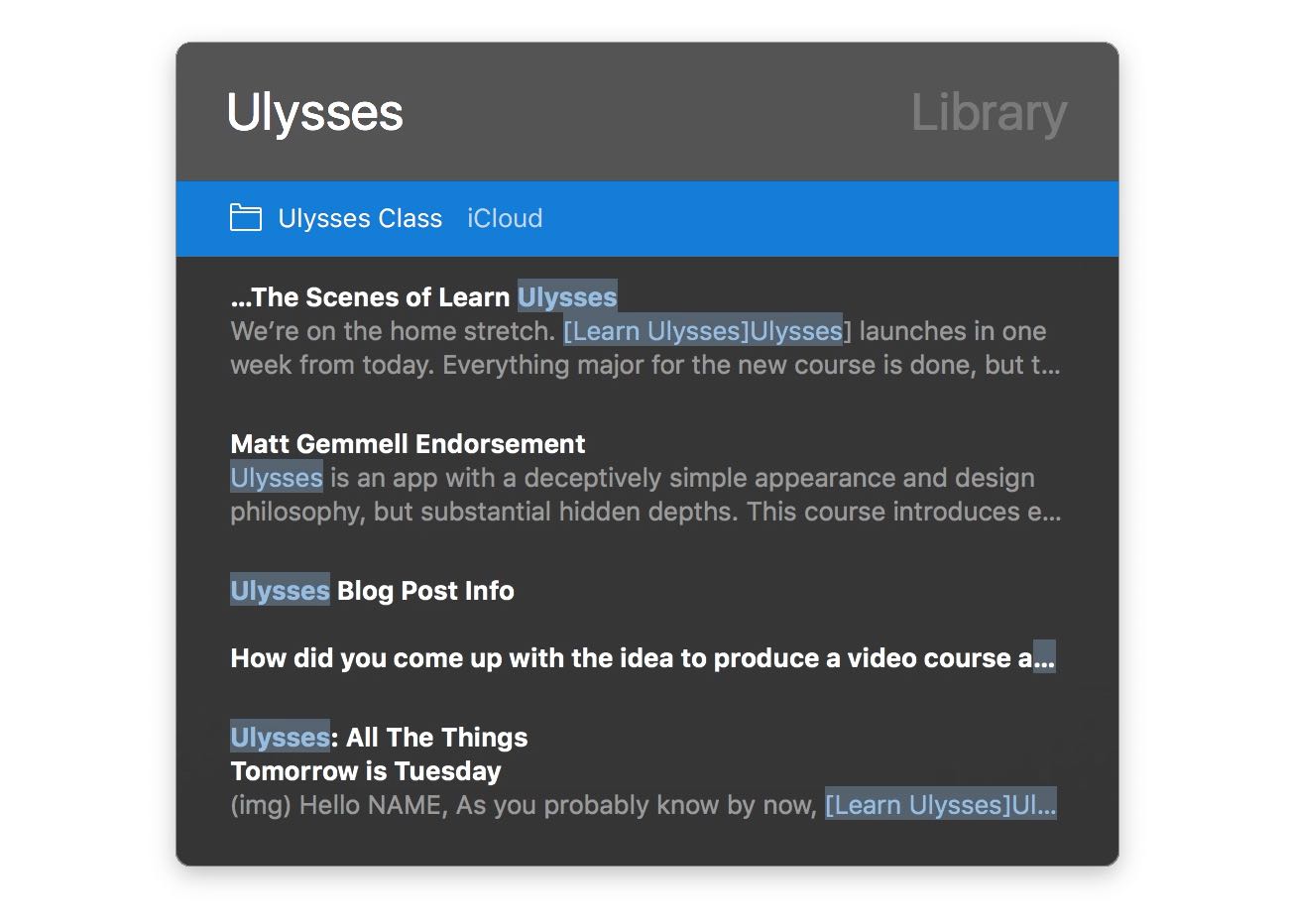 Ulysses Quick Open