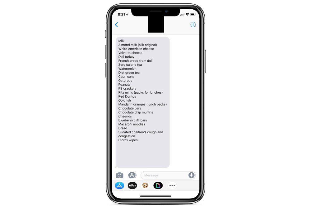 Converting a message into a list in Apple Notes 01