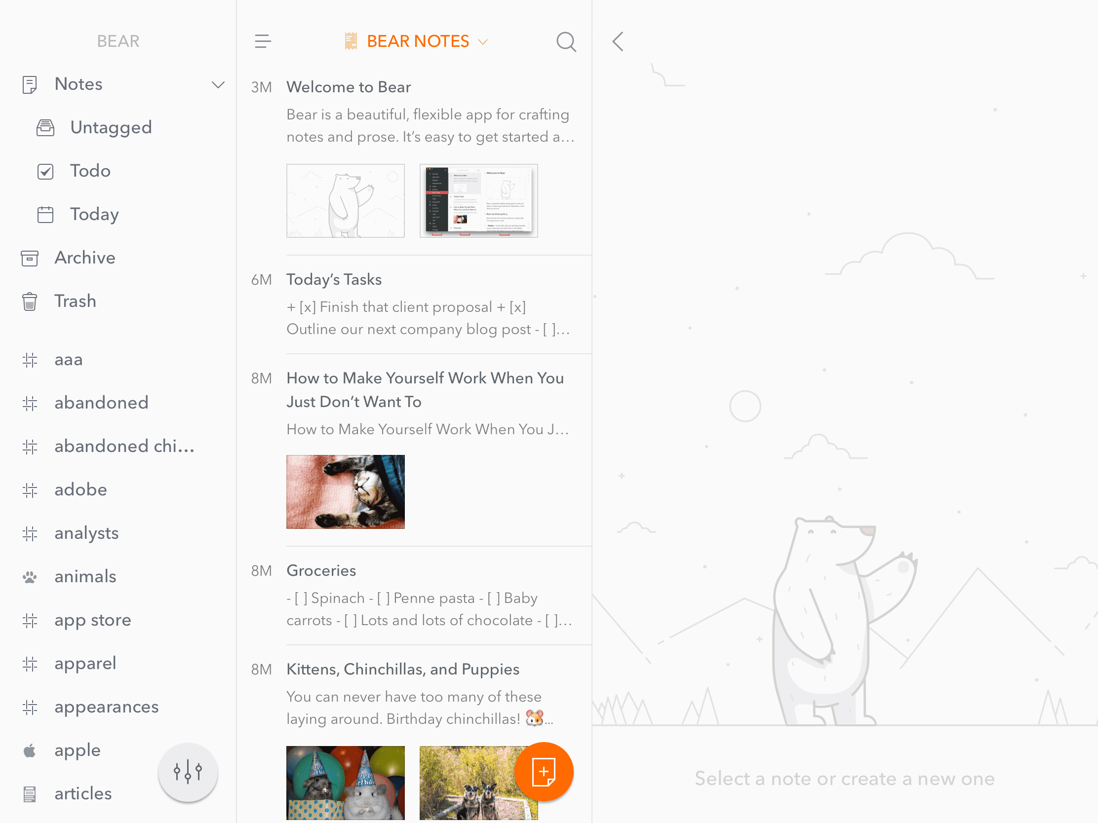 Bear note-taking app