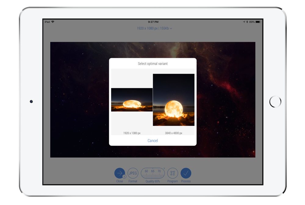 Bulk Photo Processing with CropSize on iPad