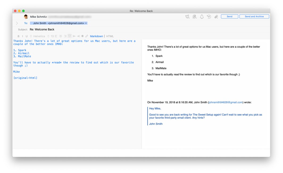 font size compose airmail for mac