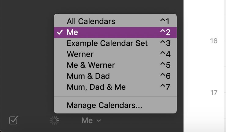 fantastical shortcut mac for different calendar