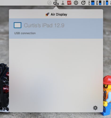 Air Display menu bar settings