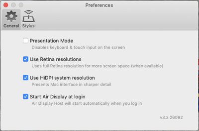 Additional Air Display settings