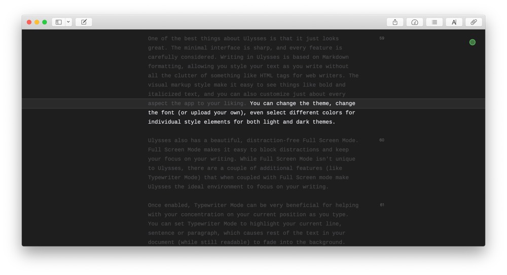 Dark mode in Ulysses